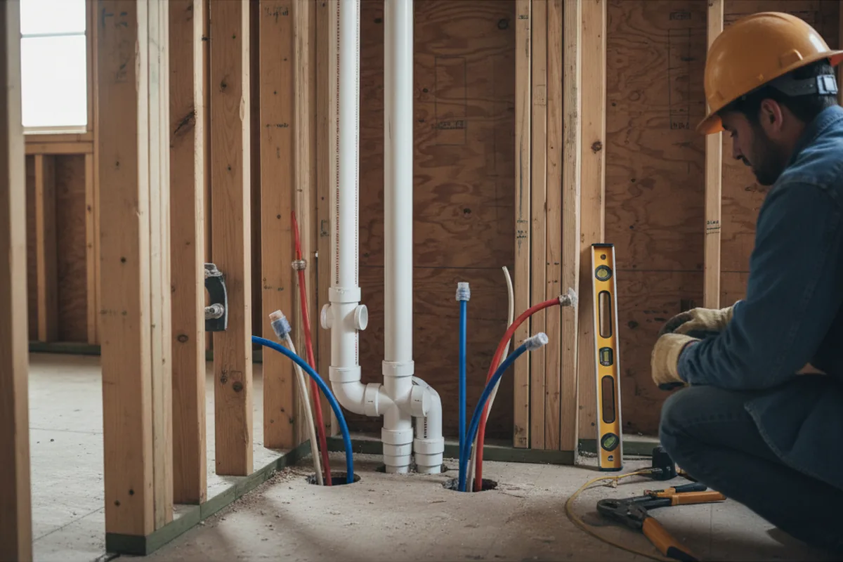 Drain and supply rough-in during Sump Pump Repair in Silverpeak